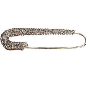 🍭6/$30 Pave rhinestone studded gold tone safety pin hair clip